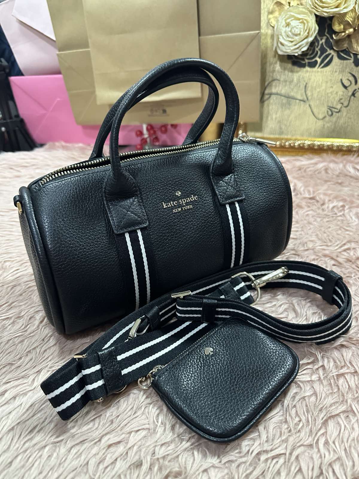 ORIG Preloved Kate Spade KS Rosie Small Duffle Crossbody Black Bag with Wallet