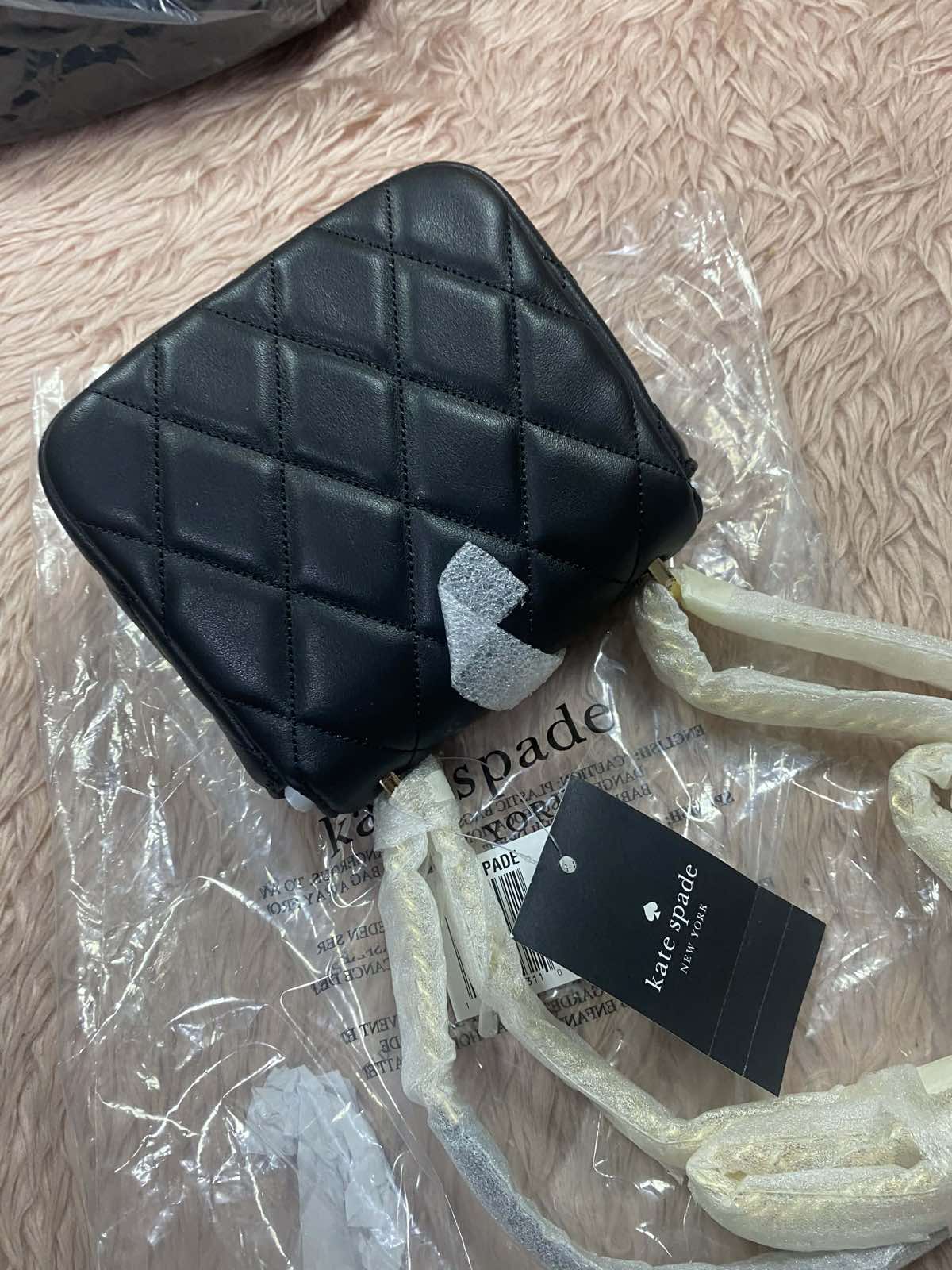ORIG & IMPORTED Kate Spade KS Carey Quilted Micro Flap Crossbody Mini Wallet on Chain Black Bag