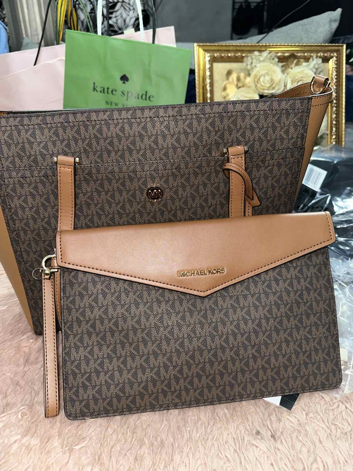 ORIG & IMPORTED Michael Kors MK Maisie Large Logo 3-in-1 Tote Brown Bag