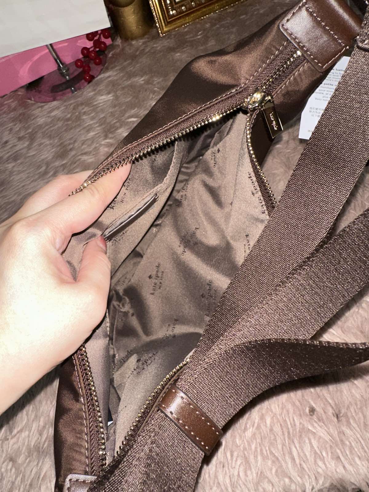 ORIG & IMPORTED Kate Spade KS Carter Crescent Nylon Sling Bag Black Brown