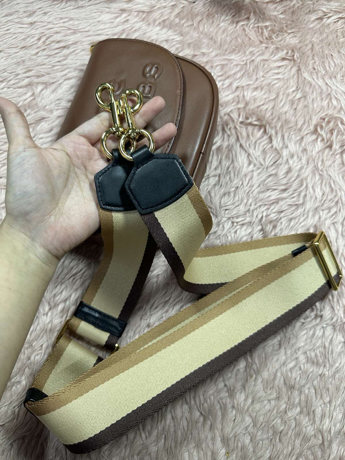 ORIG Preloved Marc Jacobs MJ Flash Saddle Flap Brown Bag