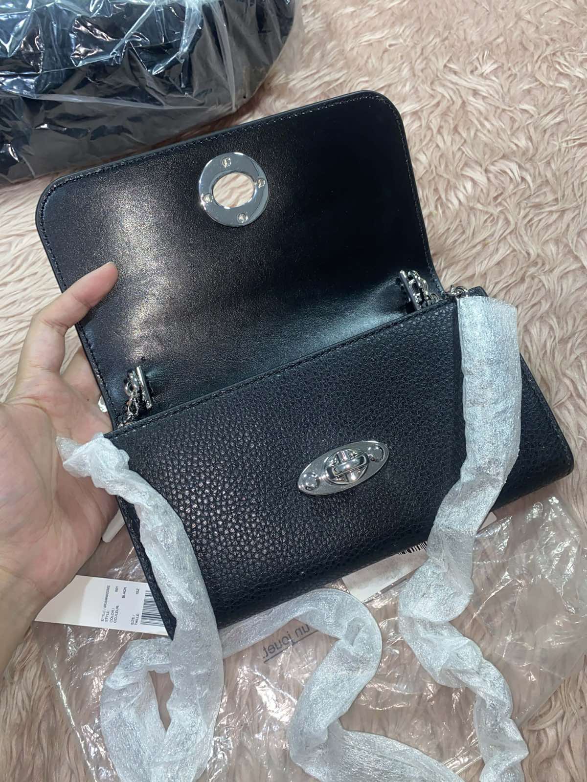 ORIG & IMPORTED Marc Jacobs MJ The Wallet on Chain Black Bag with turn lock