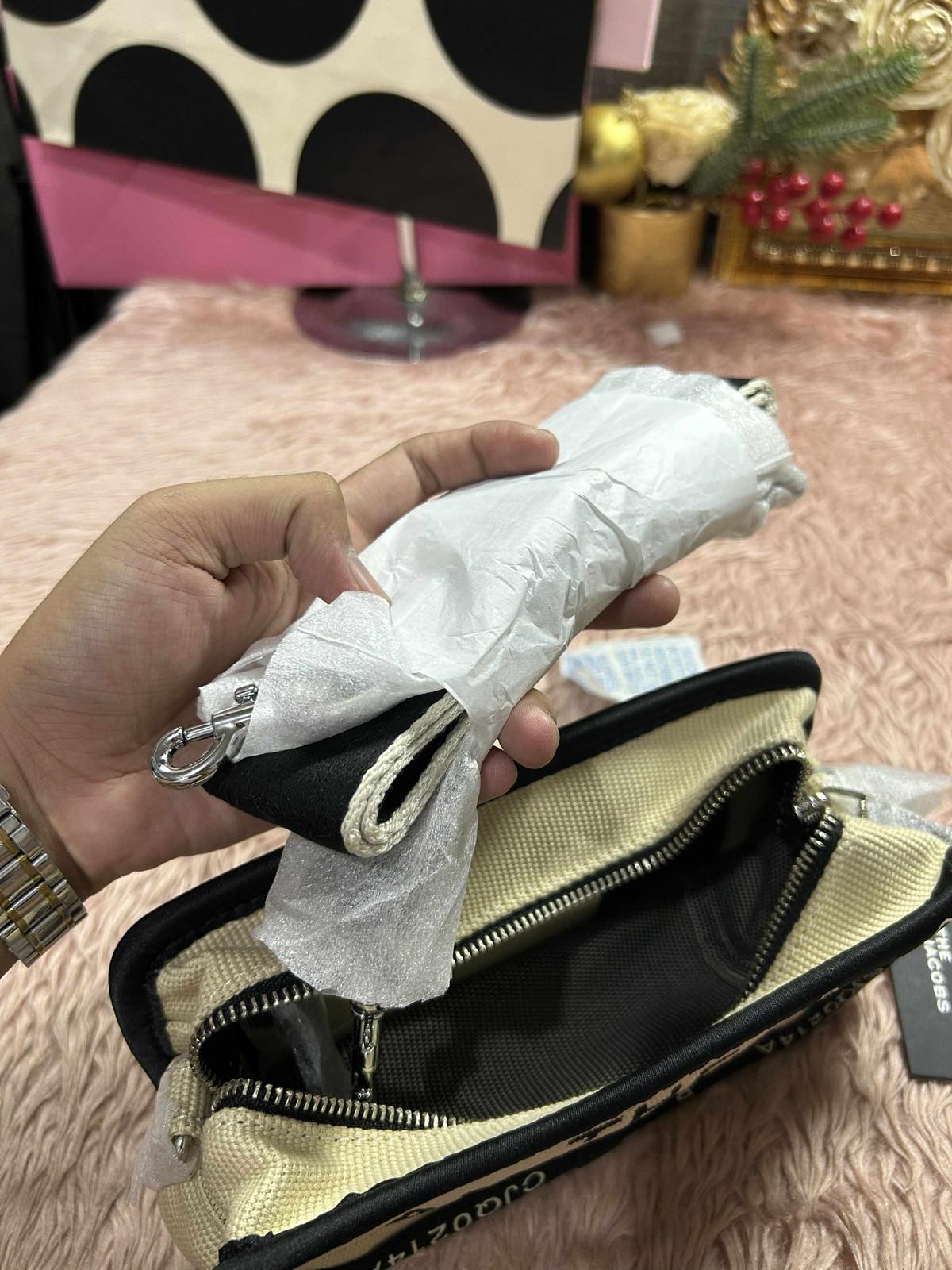 ORIG & IMPORTED Marc Jacobs MJ The Jacquard Camera Bag in Warm Sand Beige