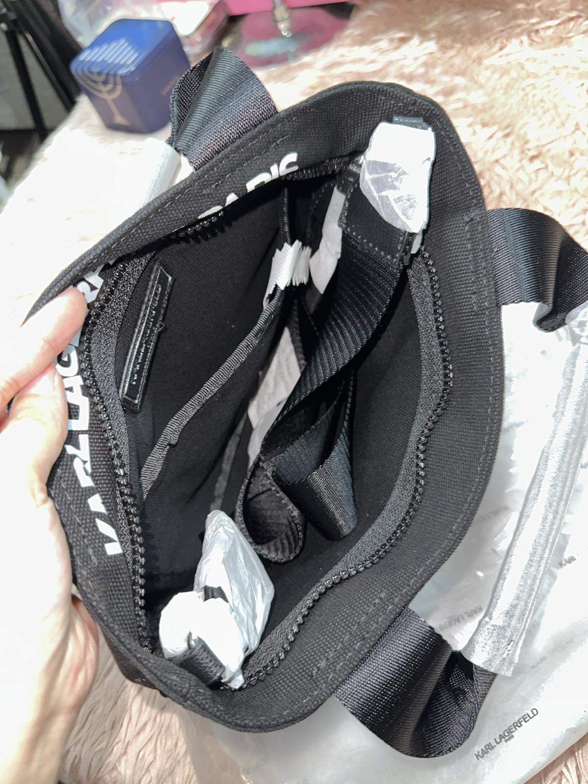 ORIG & IMPORTED Karl Lagerfeld KL Kristen Canvas Crossbody Small Black Bag