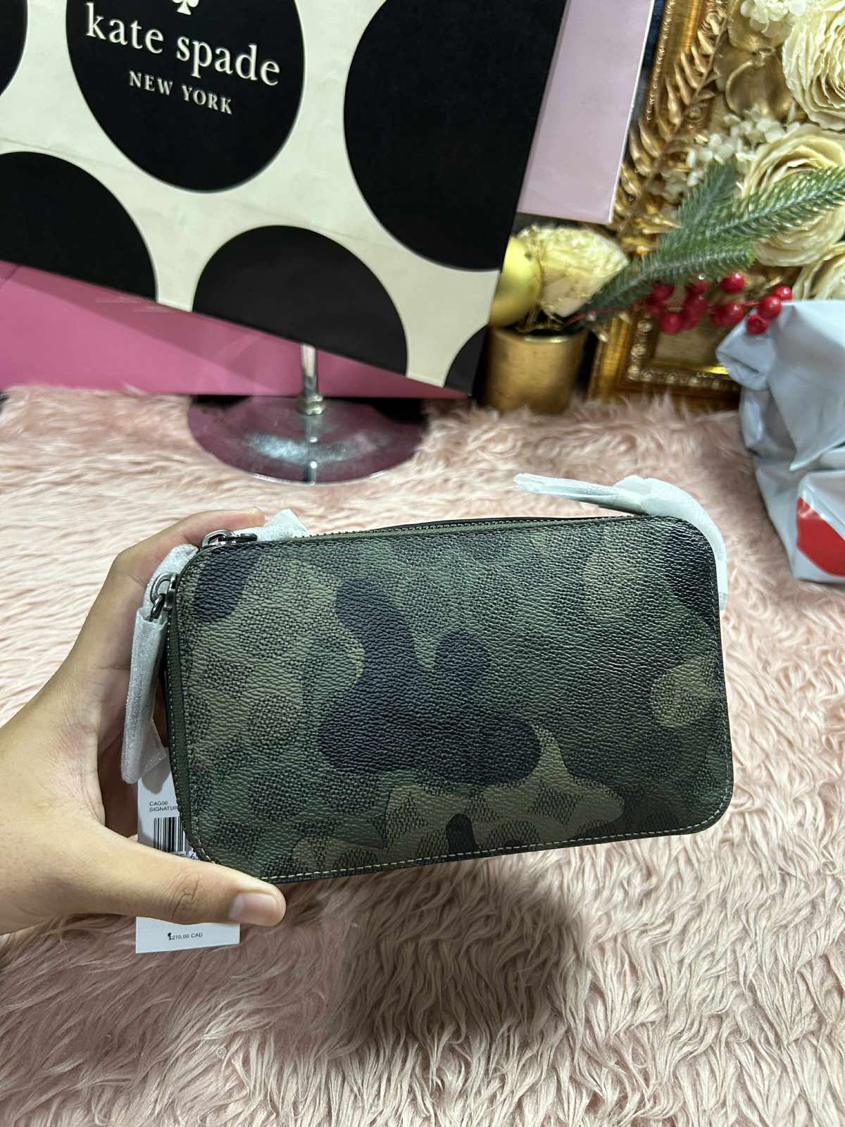 ORIG & IMPORTED Coach Charter Slim Crossbody Men Green Bag In Signature Camo Print with pouch