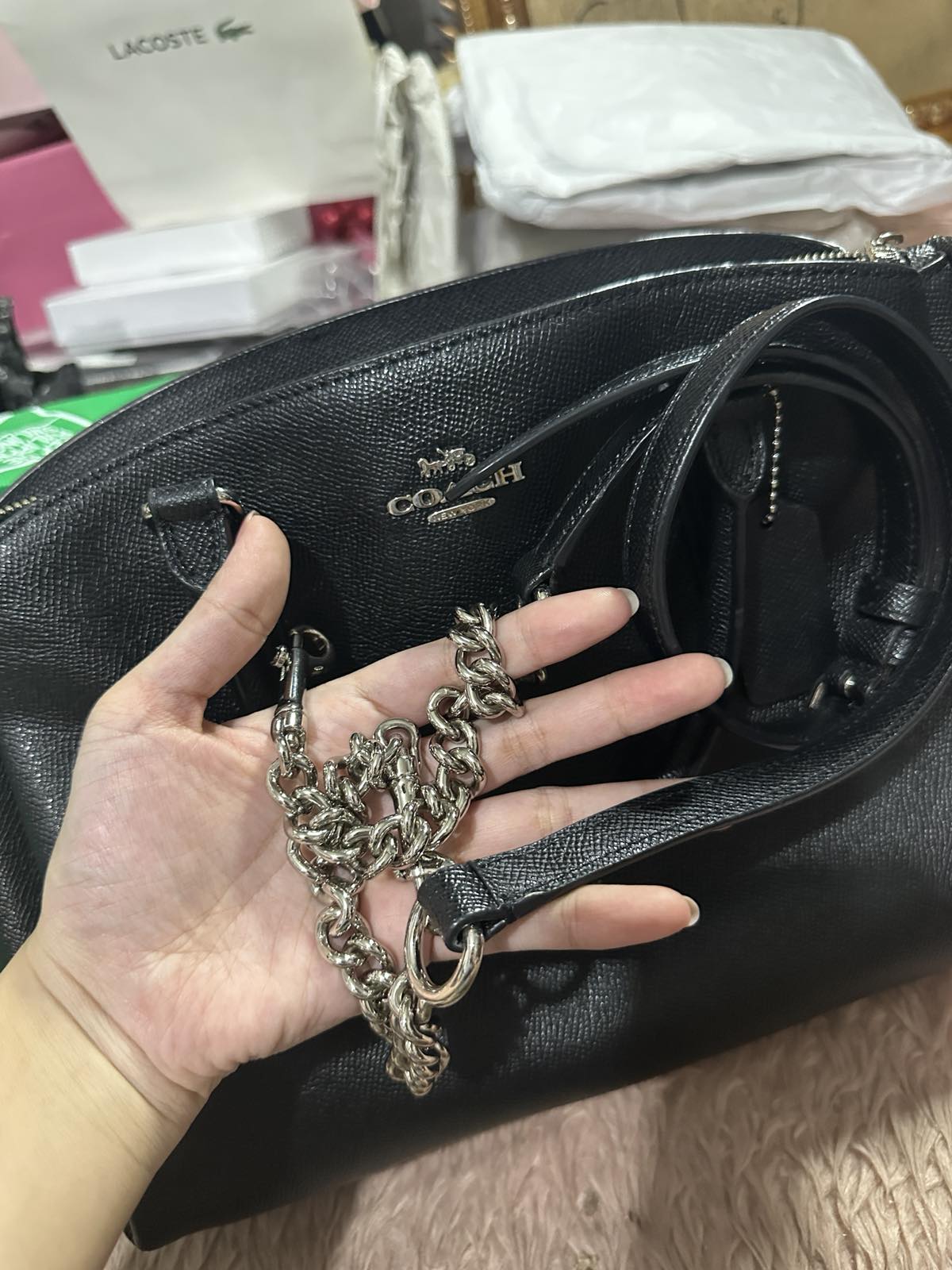 ORIG Preloved Coach Large Sage Carryall Satchel Black Bag