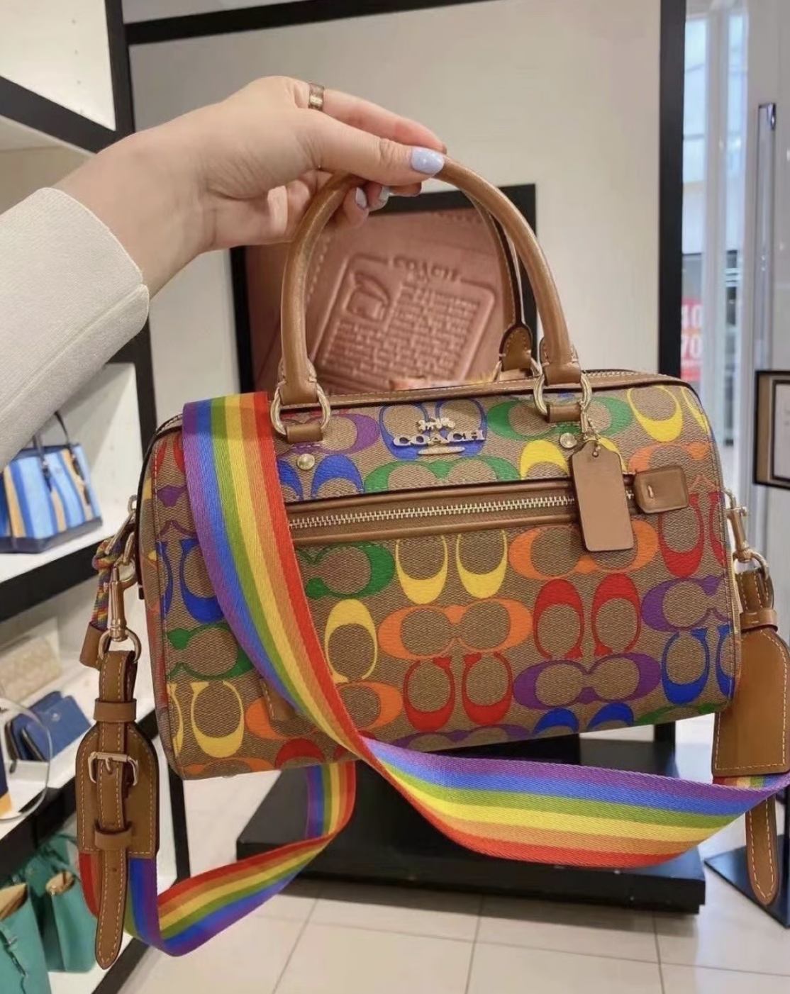 ORIG & IMPORTED Coach Rowan Medium Satchel Rainbow Bag