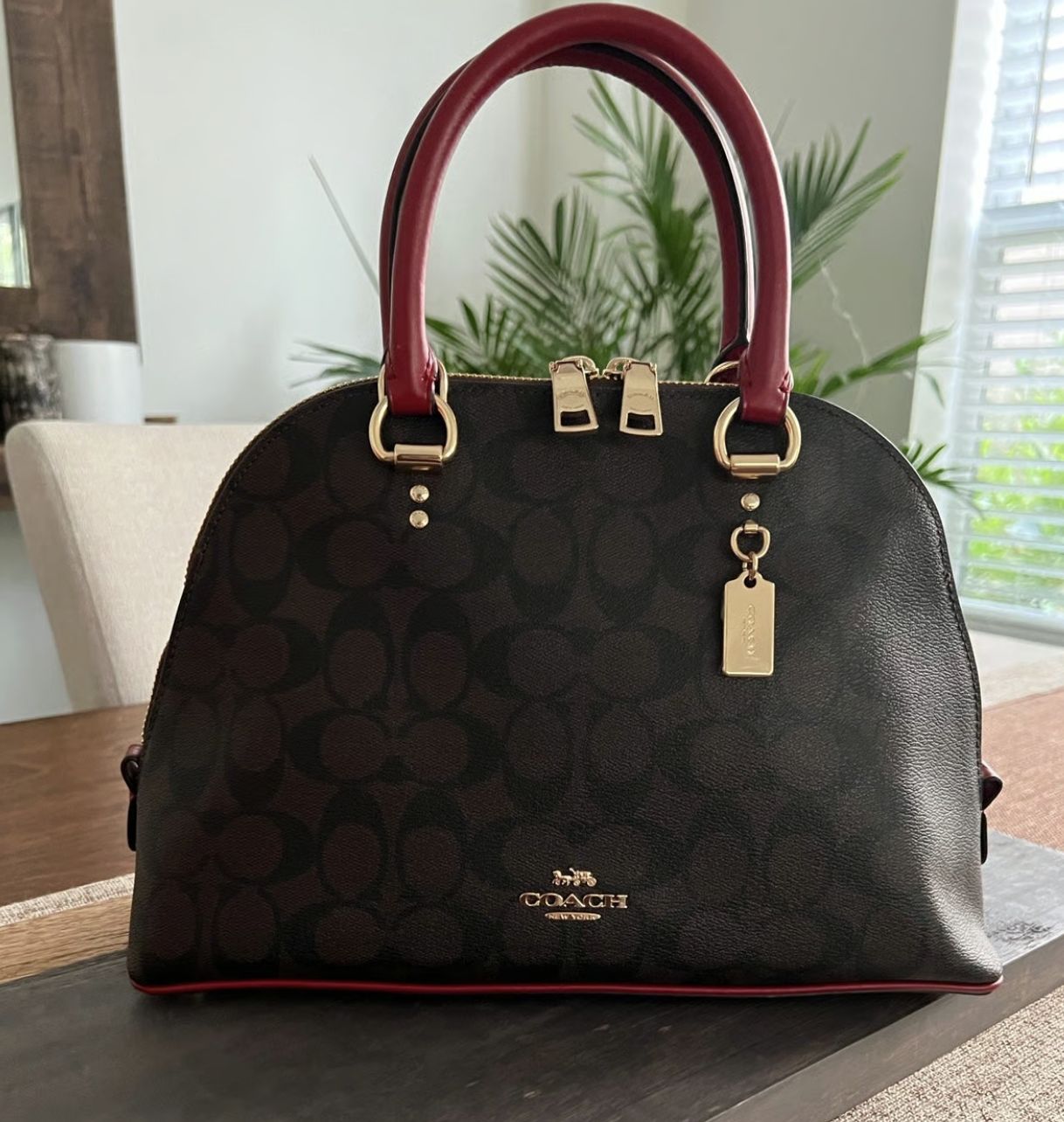 ORIG & IMPORTED Coach Katy Satchel in Signature Canvas Brown/Red Bag