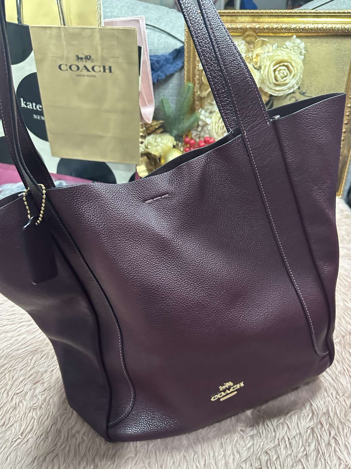 ORIG Preloved Coach Large Hadley Tote Bag Merlot Maroon Red