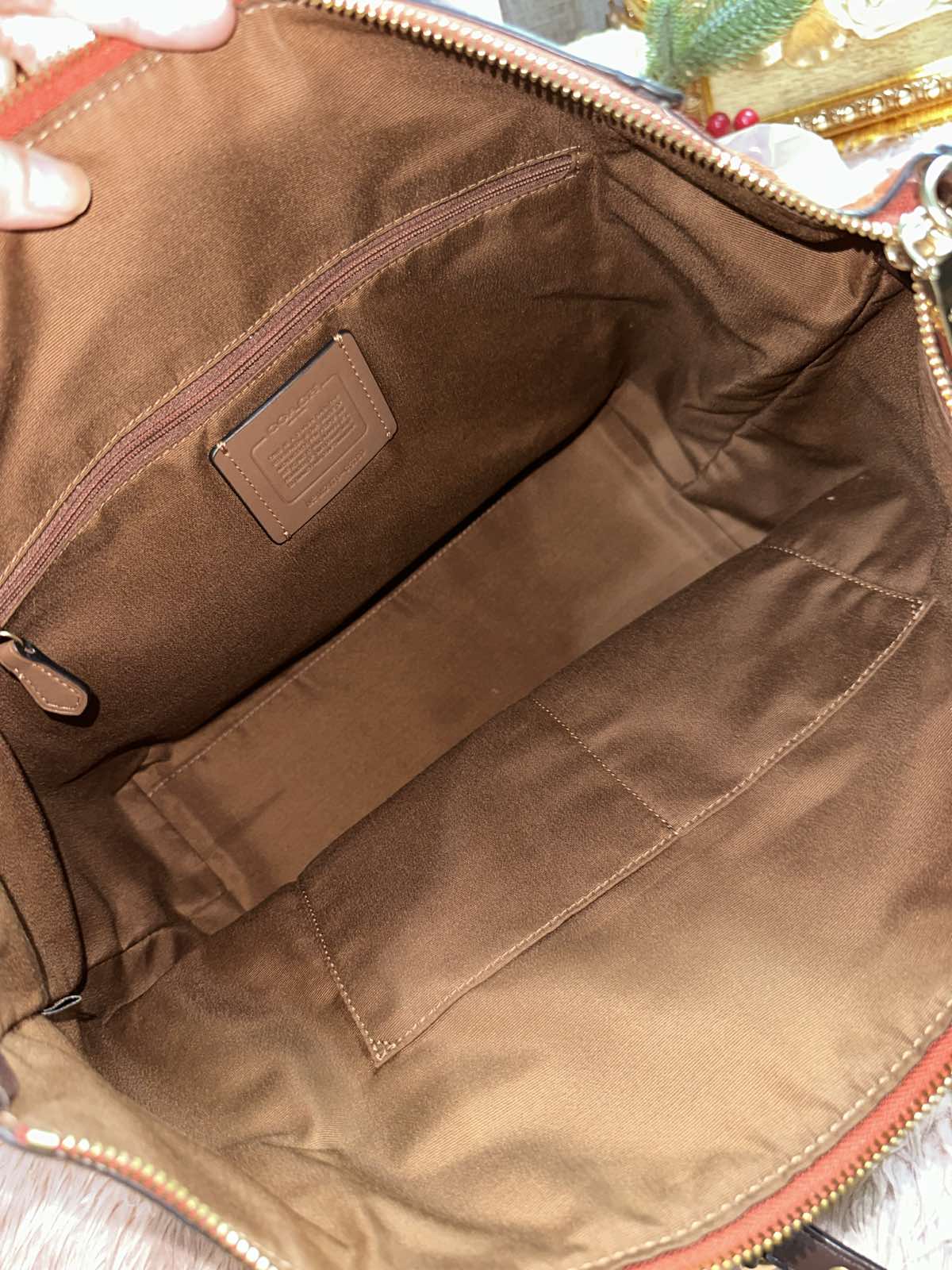 ORIG Preloved Coach Kleo Carryall Large Tote Orange Bag In Signature Canvas