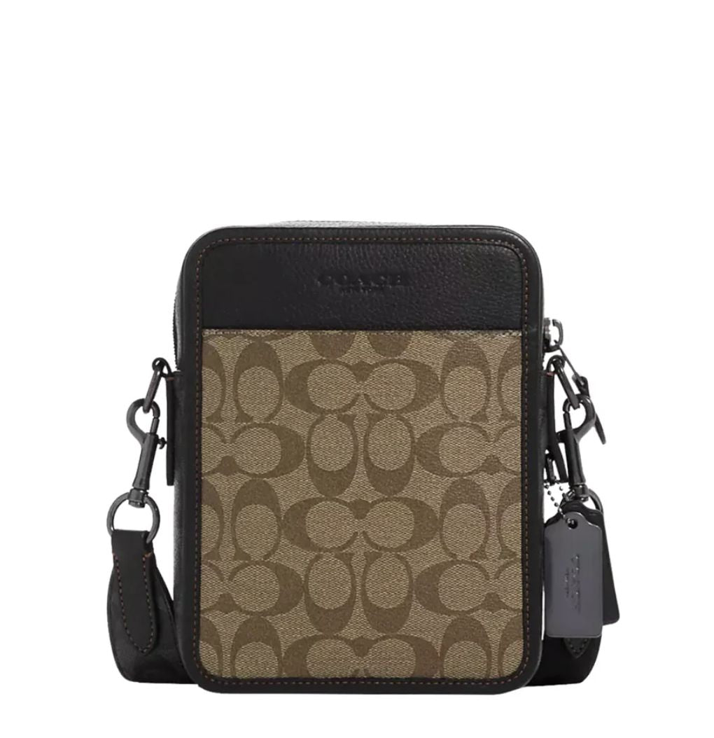 ORIG & IMPORTED Coach Sullivan Crossbody Men Bag In Signature Canvas Charcoal Khaki