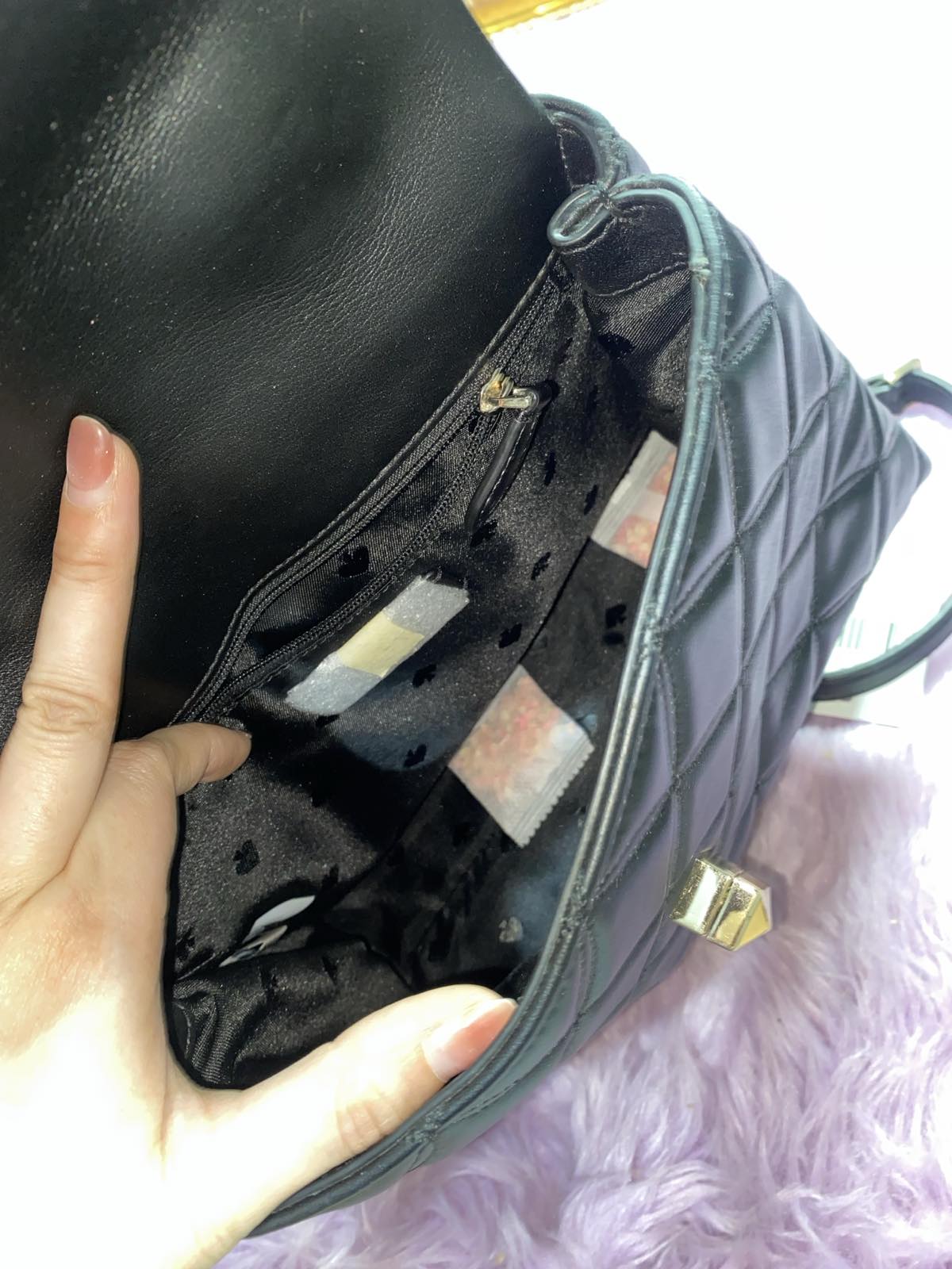 ORIG Preloved KateSpade KS Natalia Top Handle Satchel Quilted Black Bag