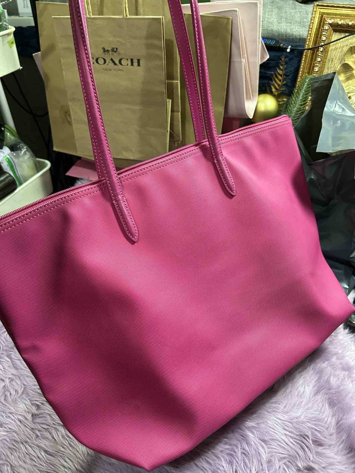 ORIG Preloved Lacoste Large Tote Pink Bag