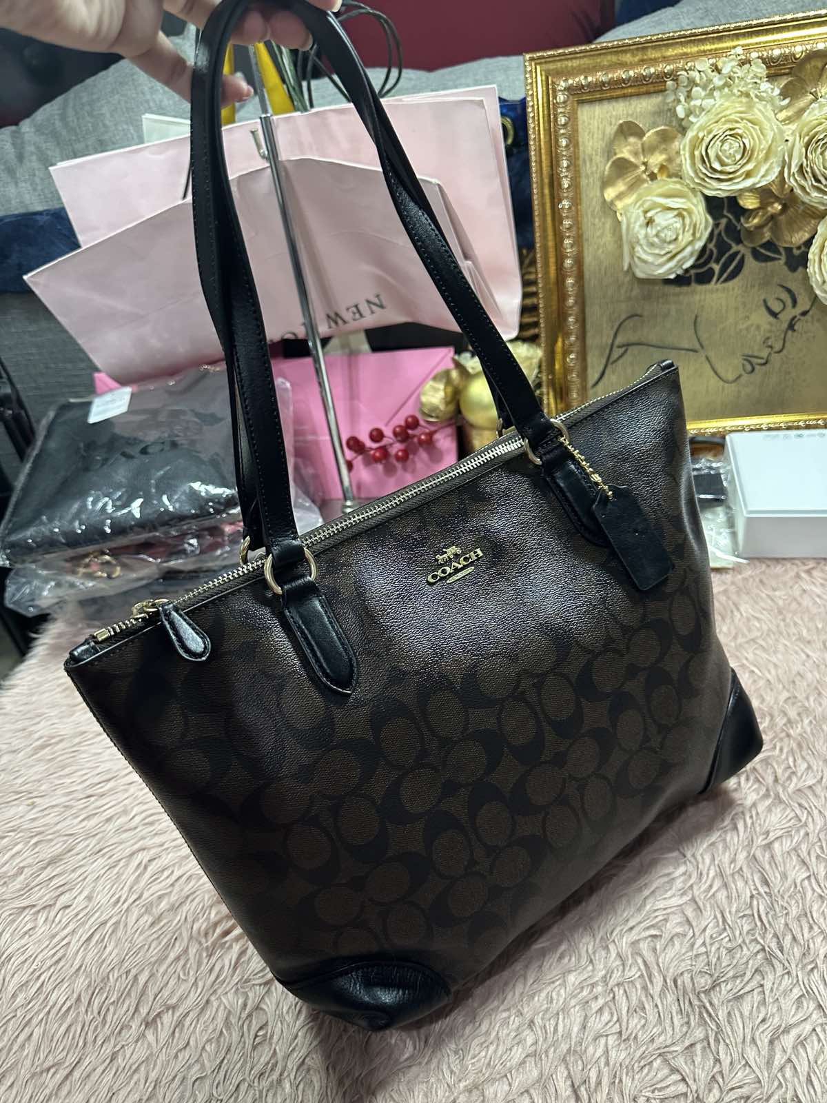 ORIG & IMPORTED Coach RARE Zip Top Tote Brown Medium Bag