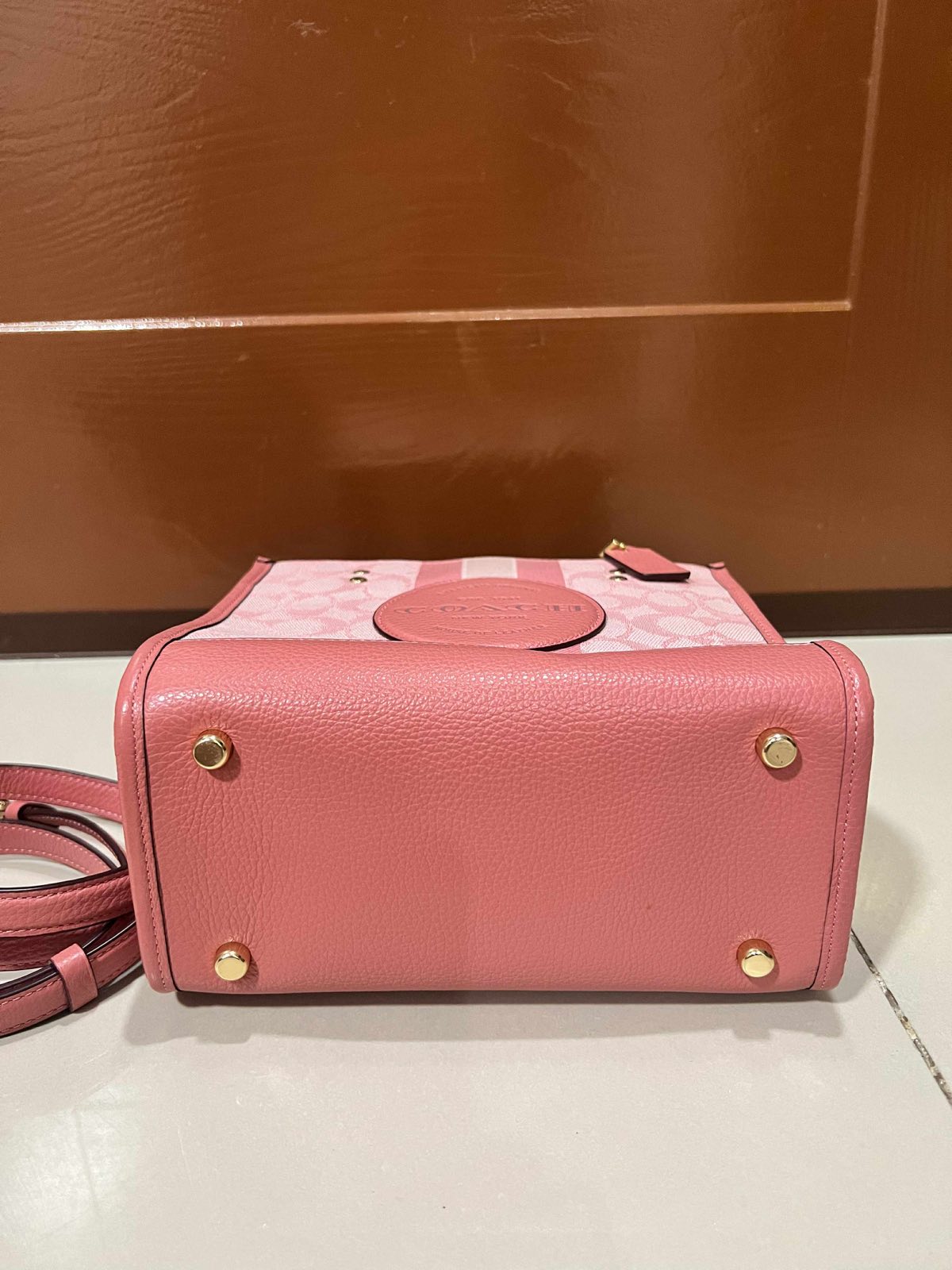 ORIG Preloved Coach Dempsey Tote 22 In Signature Jacquard Pink Small Bag