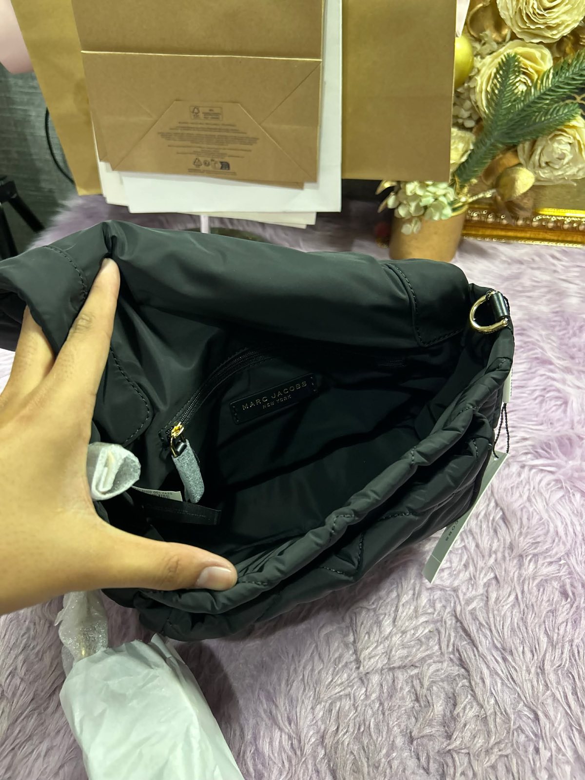 ORIG & IMPORTED Marc Jacobs MJ Quilted Nylon Utility Messenger Bag in Black