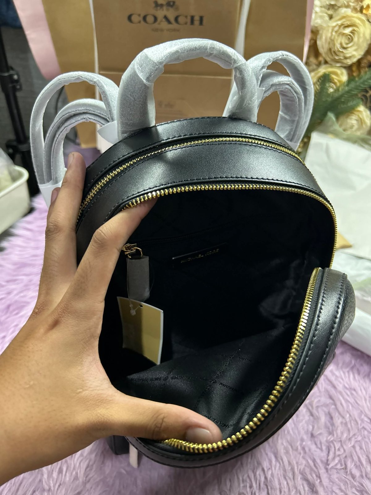 ORIG & IMPORTED Michael Kors MK Jaycee Medium Pebbled Leather Backpack Bag in Black