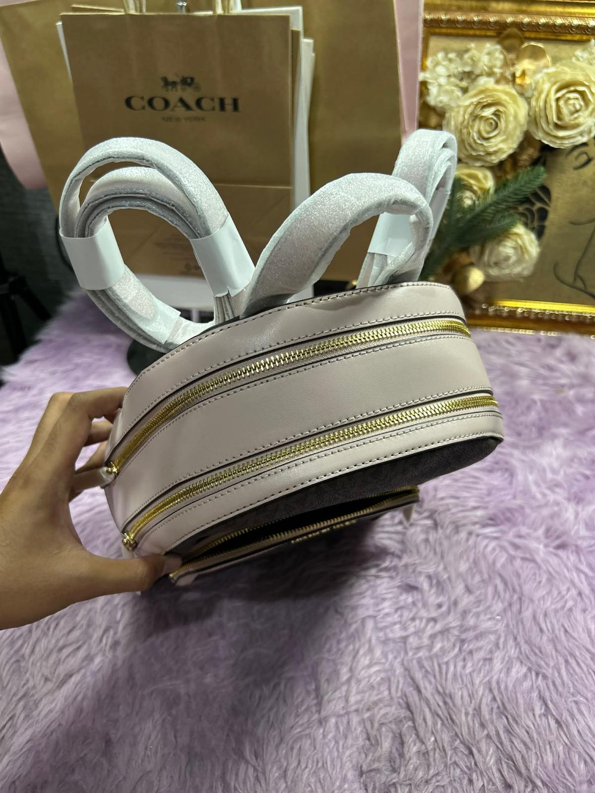 ORIG & IMPORTED Michael Kors MK Jaycee Medium Logo Backpack Bag in Brown/Pink