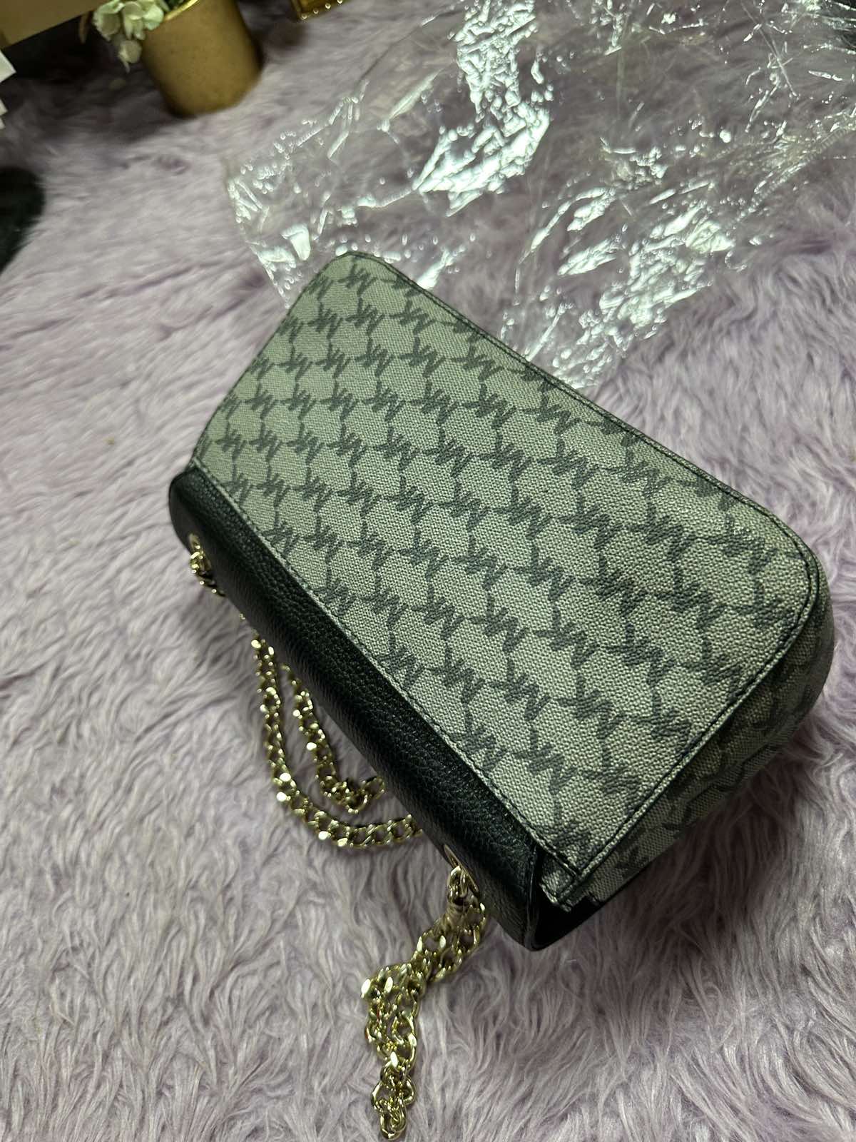 ORIG Preloved Michael Kors MK Fulton Flap Medium Chain Shoulder Bag Black