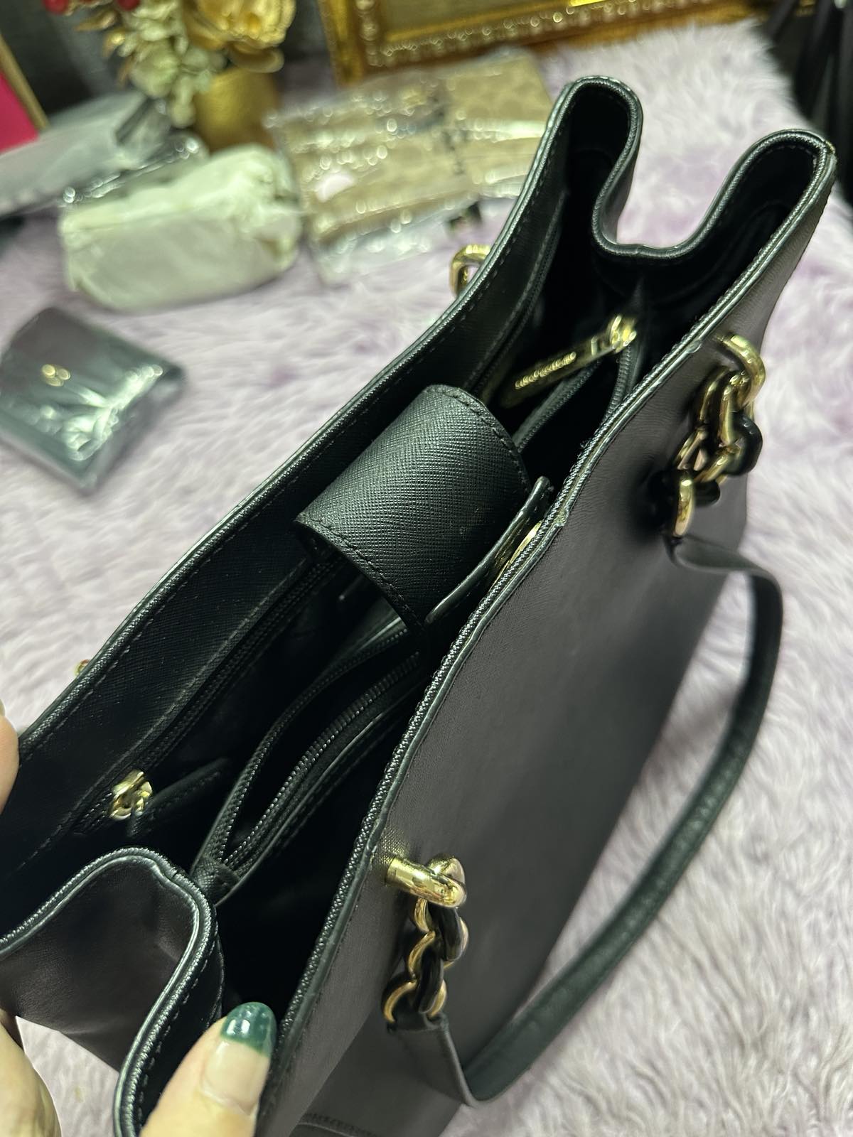 ORIG Preloved Michael Kors MK Sofia Large Tote Black Bag