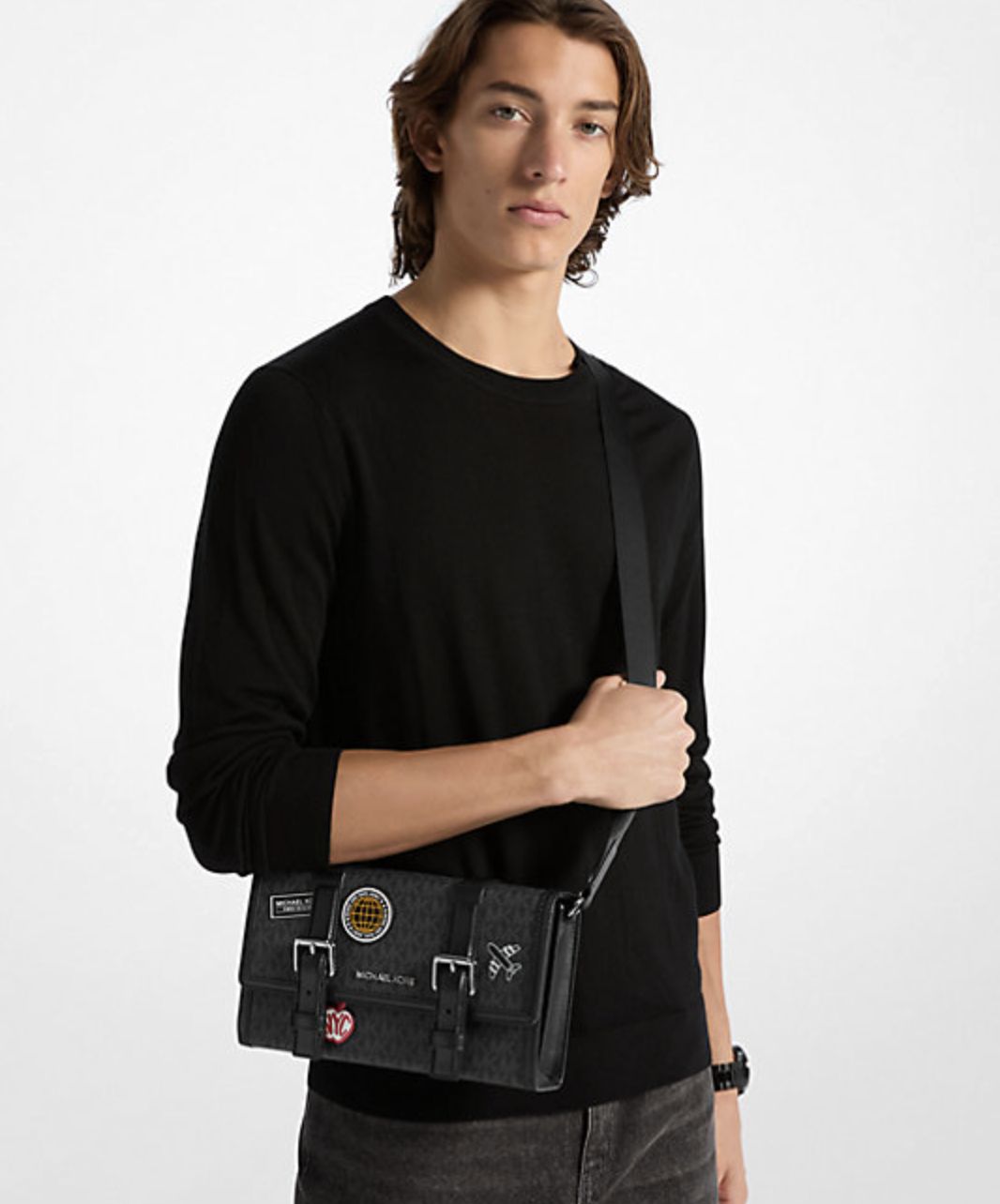 ORIG & IMPORTED Michael Kors MK Cooper Signature Logo Trunk Crossbody Men's Bag Black