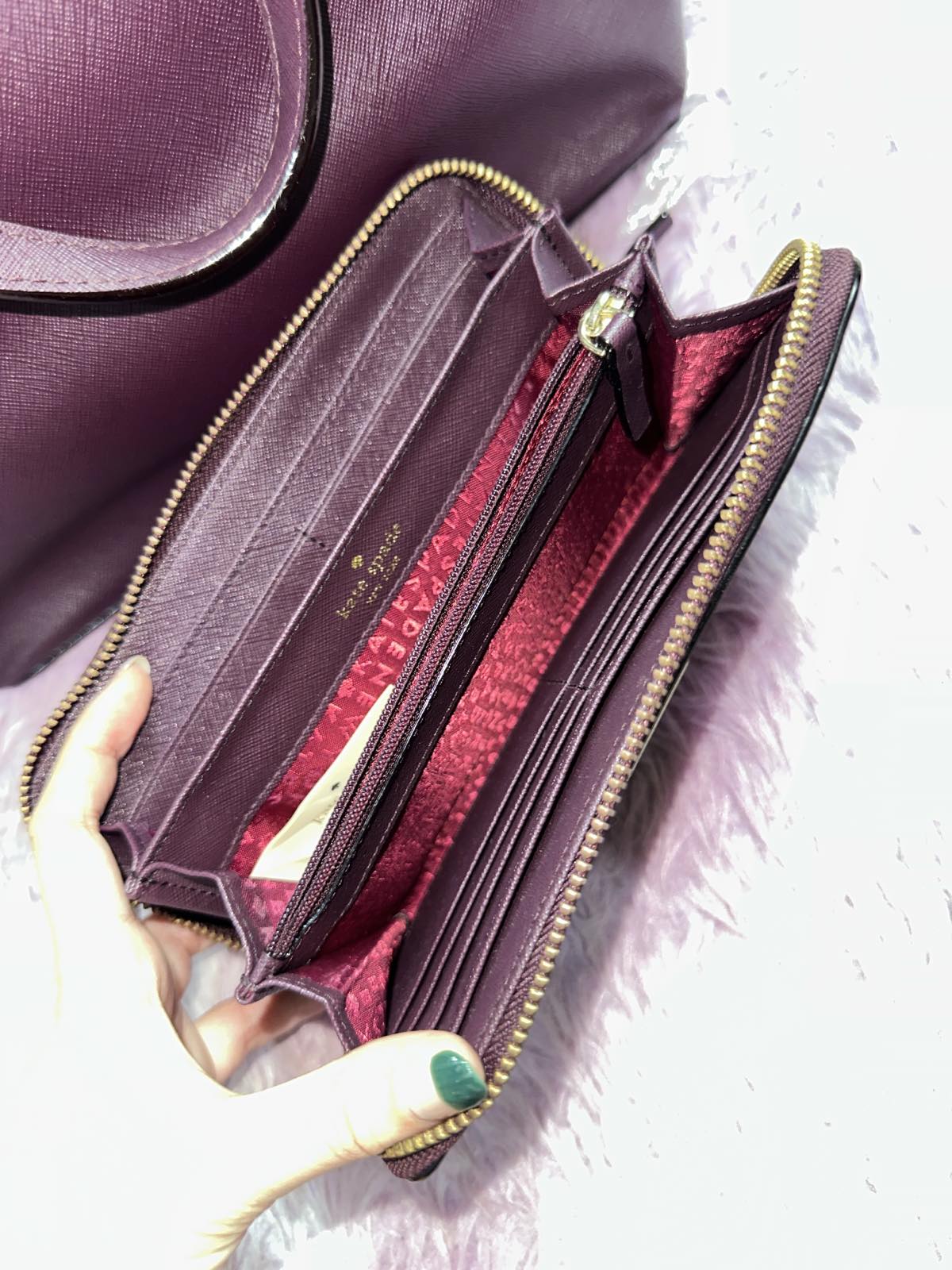 ORIG Preloved Kate Spade KS Laurel Way Long Maroon Wallet