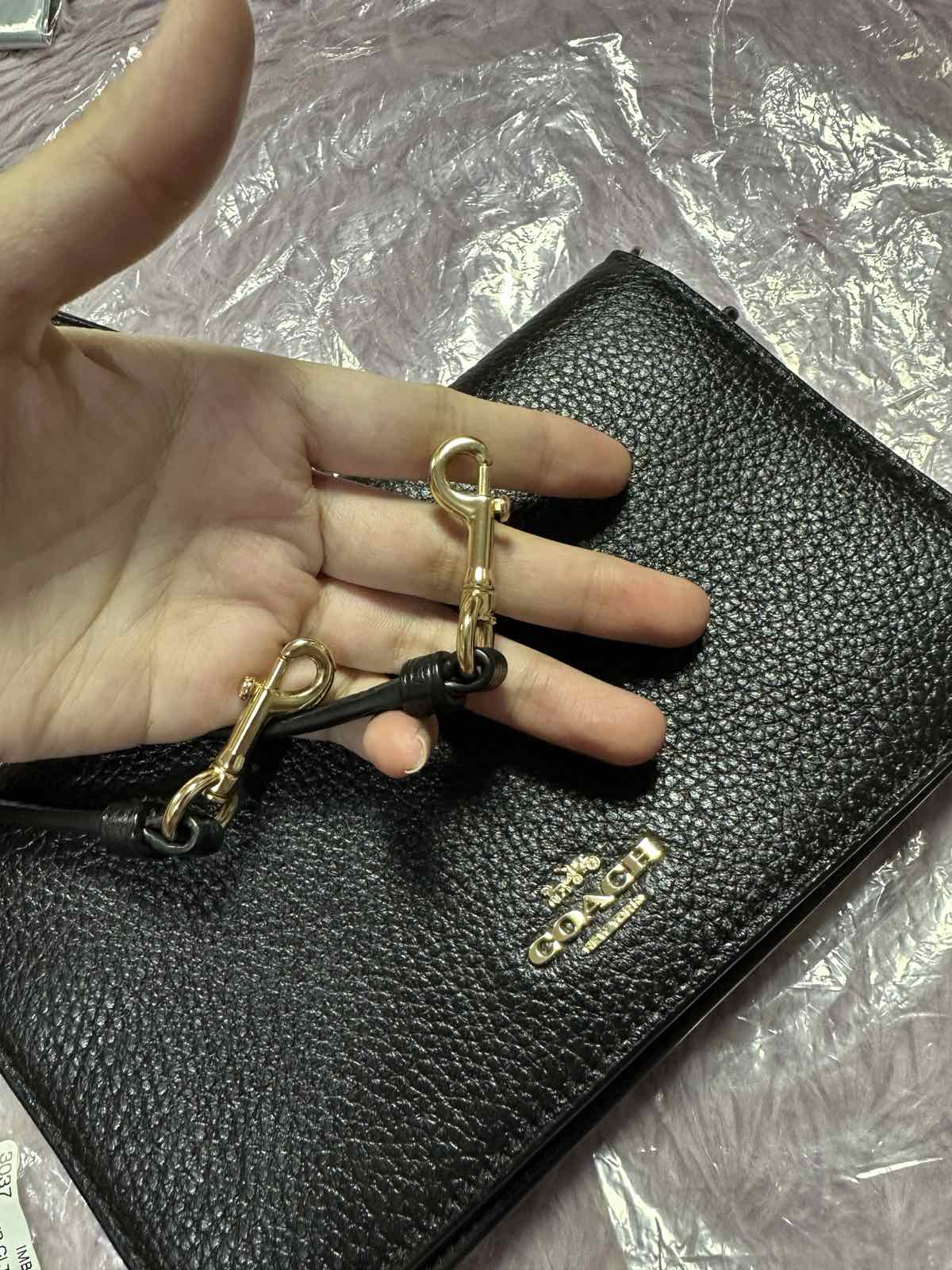 ORIG Preloved Coach Anna Foldover Clutch Crossbody Slim Black Bag