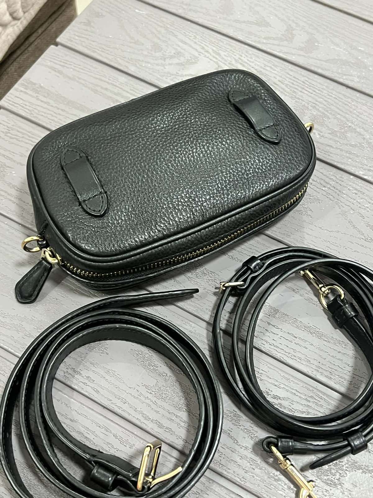 ORIG Preloved Coach Black Pebbled Leather Convertible Belt Mini Bag