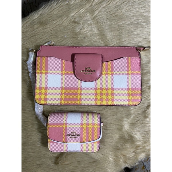 SALE! ❤️ AUTHENTIC Coach POPPY CROSSBODY PINK BAG WITH GARDEN PLAID PRINT