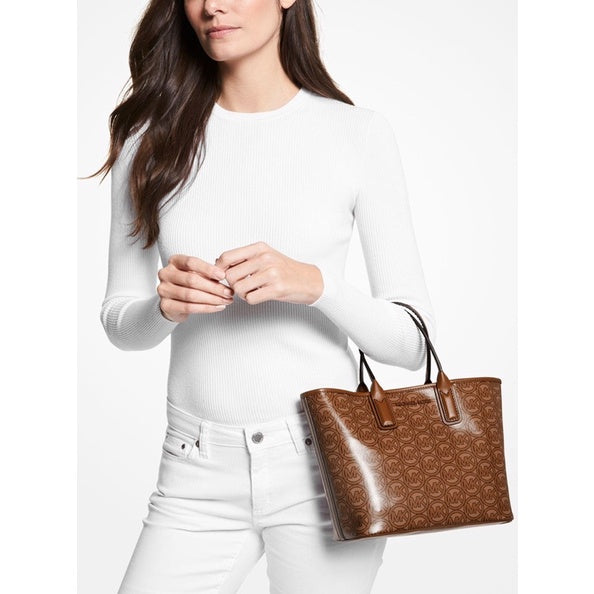 AUTHENTIC Michael K0rs MK Jodie Small Logo Jacquard Tote Bag