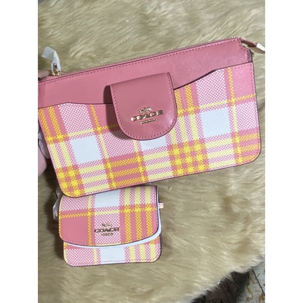 SALE! ❤️ AUTHENTIC Coach POPPY CROSSBODY PINK BAG WITH GARDEN PLAID PRINT