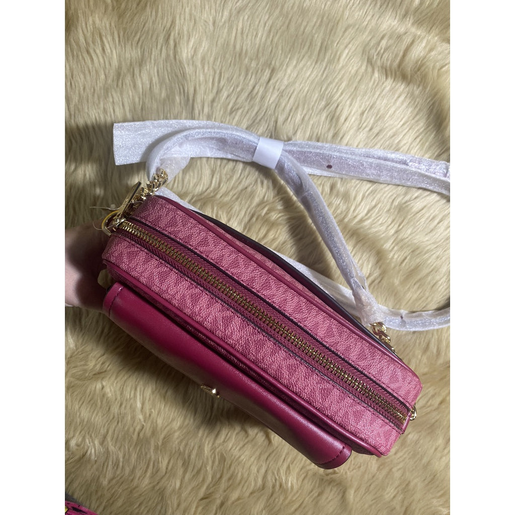SALE! ❤️ AUTHENTIC Michael K0rs MK Jet Set Travel Medium Logo Camera Bag PINK