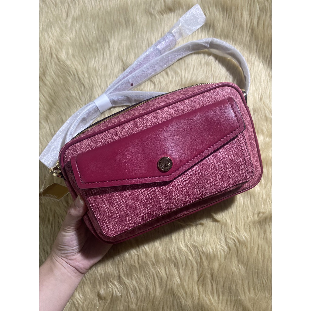 SALE! ❤️ AUTHENTIC Michael K0rs MK Jet Set Travel Medium Logo Camera Bag PINK