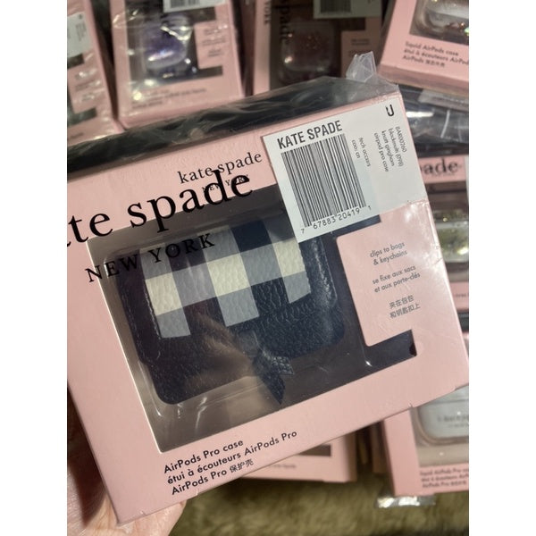 AUTHENTIC KATESPADE knott gingham airpods pro case with lanyard