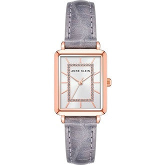 AUTHENTIC Anne Klein Women's Japanese Quartz Dress Watch with Faux Leather Gray Strap AK/3820RGGY