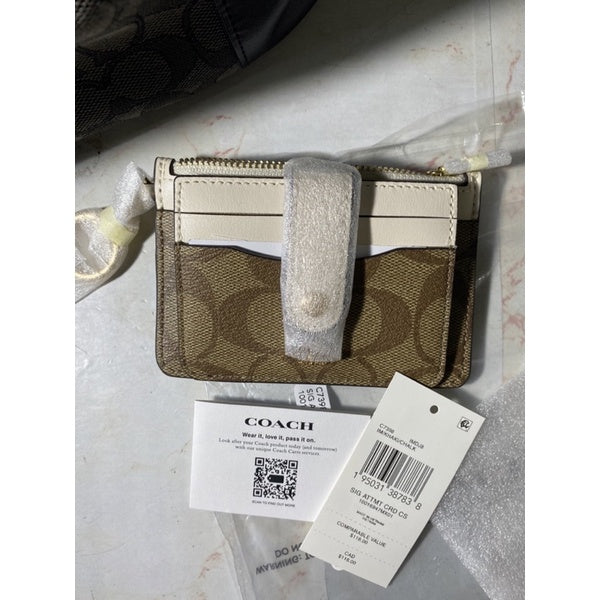 SALE! ❤️ AUTHENTIC COACH Attachment Card Case In Signature Canvas Card Holder Wallet