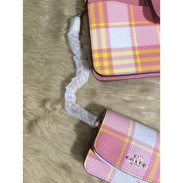 SALE! ❤️ AUTHENTIC Coach POPPY CROSSBODY PINK BAG WITH GARDEN PLAID PRINT