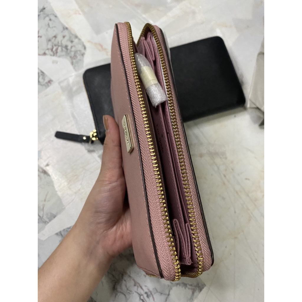AUTHENTIC/ORIGINAL KateSpade Laurel Way Neda Saffiano Leather Zip Around Long Wallet PINK
