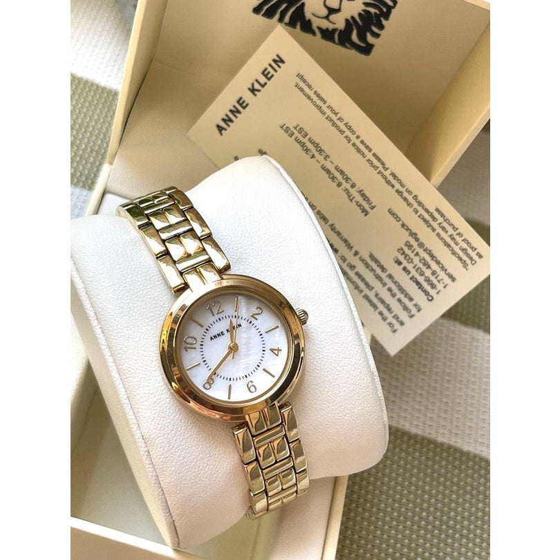 AUTHENTIC/ORIGINAL Anne Klein Women's 28mm Gold-Tone Bracelet Watch AK/3070MPGB