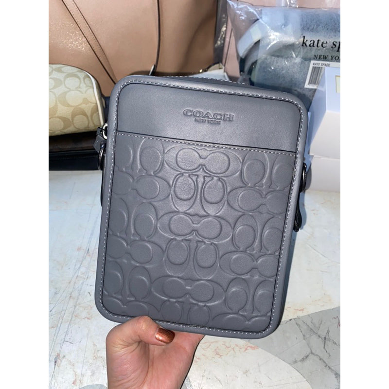 AUTHENTIC/ORIGINAL Coach Sullivan Crossbody Men's Bag In GRAY Signature Leather