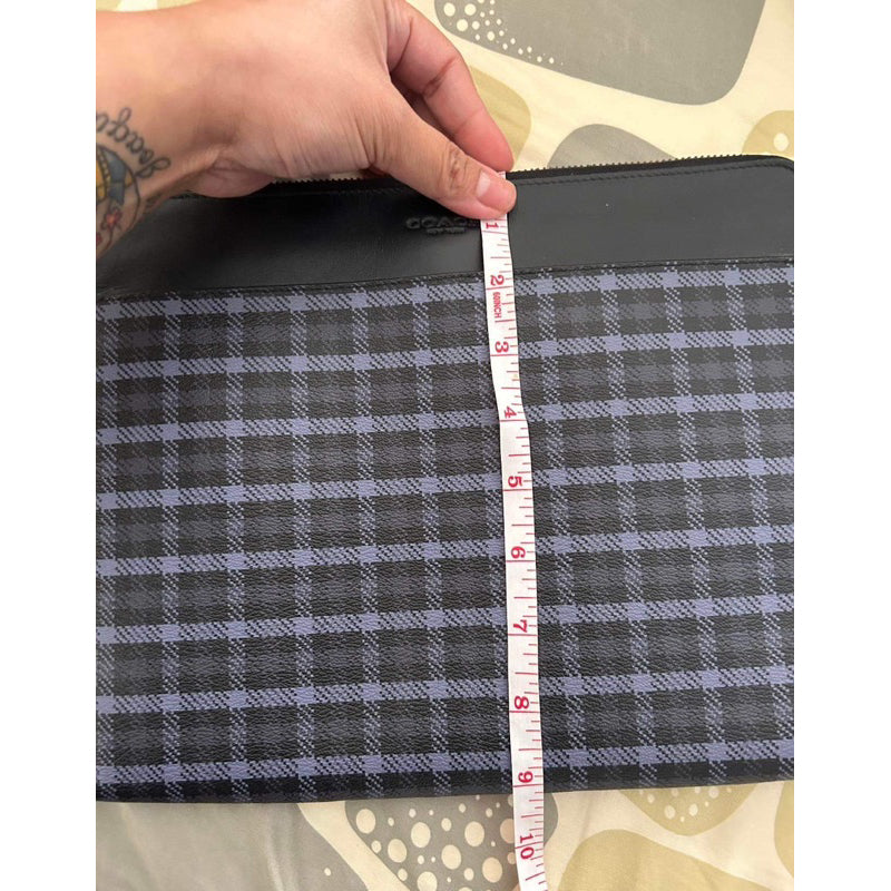 AUTHENTIC/ORIGINAL COACH PRELOVED TECH CASE ORGANIZER IPAD SLEEVE WITH TINY CLASSIC PLAID PRINT