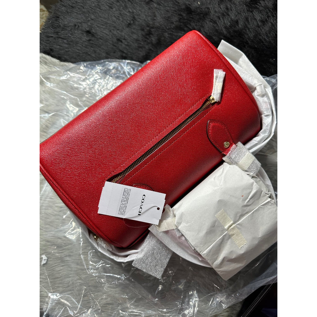 AUTHENTIC/ORIGINAL COACH Rowan Satchel With Signature Canvas in ELECTRIC RED