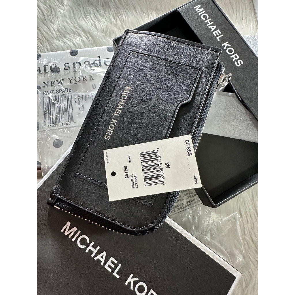 AUTHENTIC/ORIGINAL Michael K0rs MK Men's Leather Zip Card Wallet Black