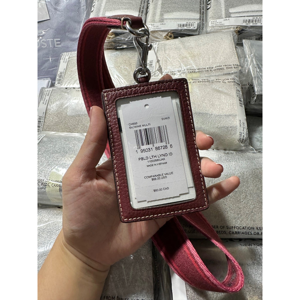AUTHENTIC/ORIGINAL COACH Id Lanyard Card Holder in WINE