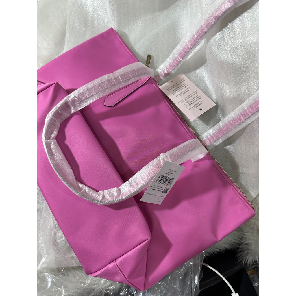 AUTHENTIC/ORIGINAL KateSpade Kitt Large Nylon Tote Bag Muted Fuschia Pink