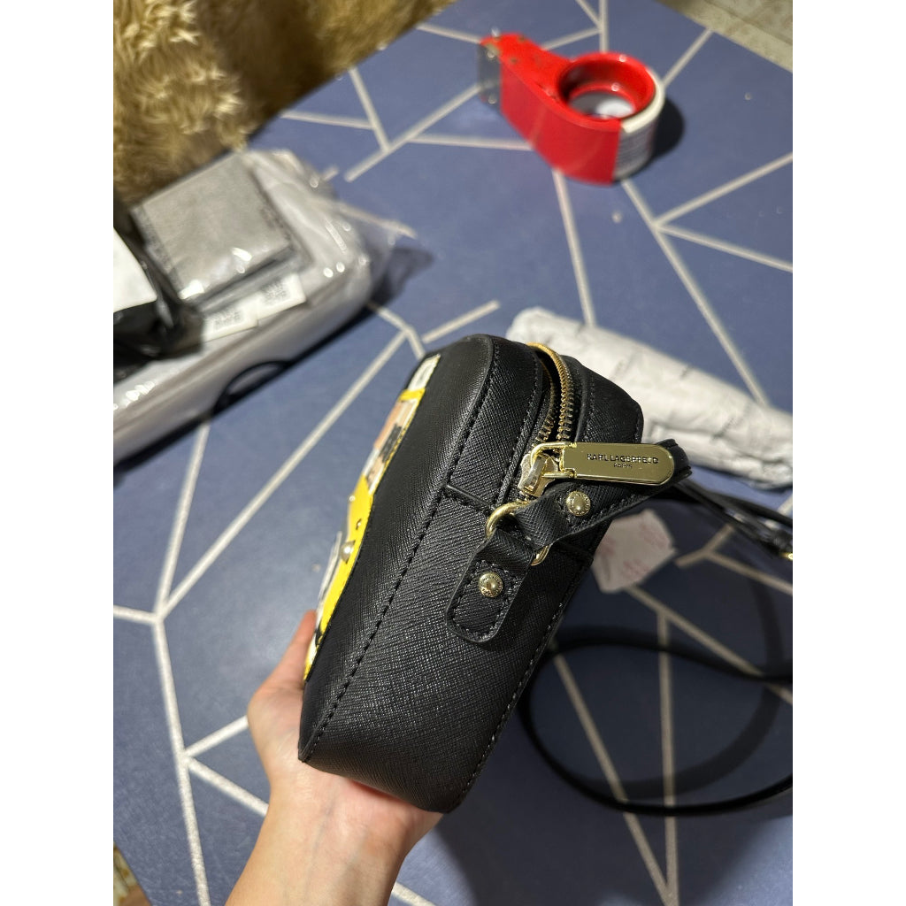AUTHENTIC/ORIGINAL KARL LAGERFELD Maybelle Taxi Camera Bag Black