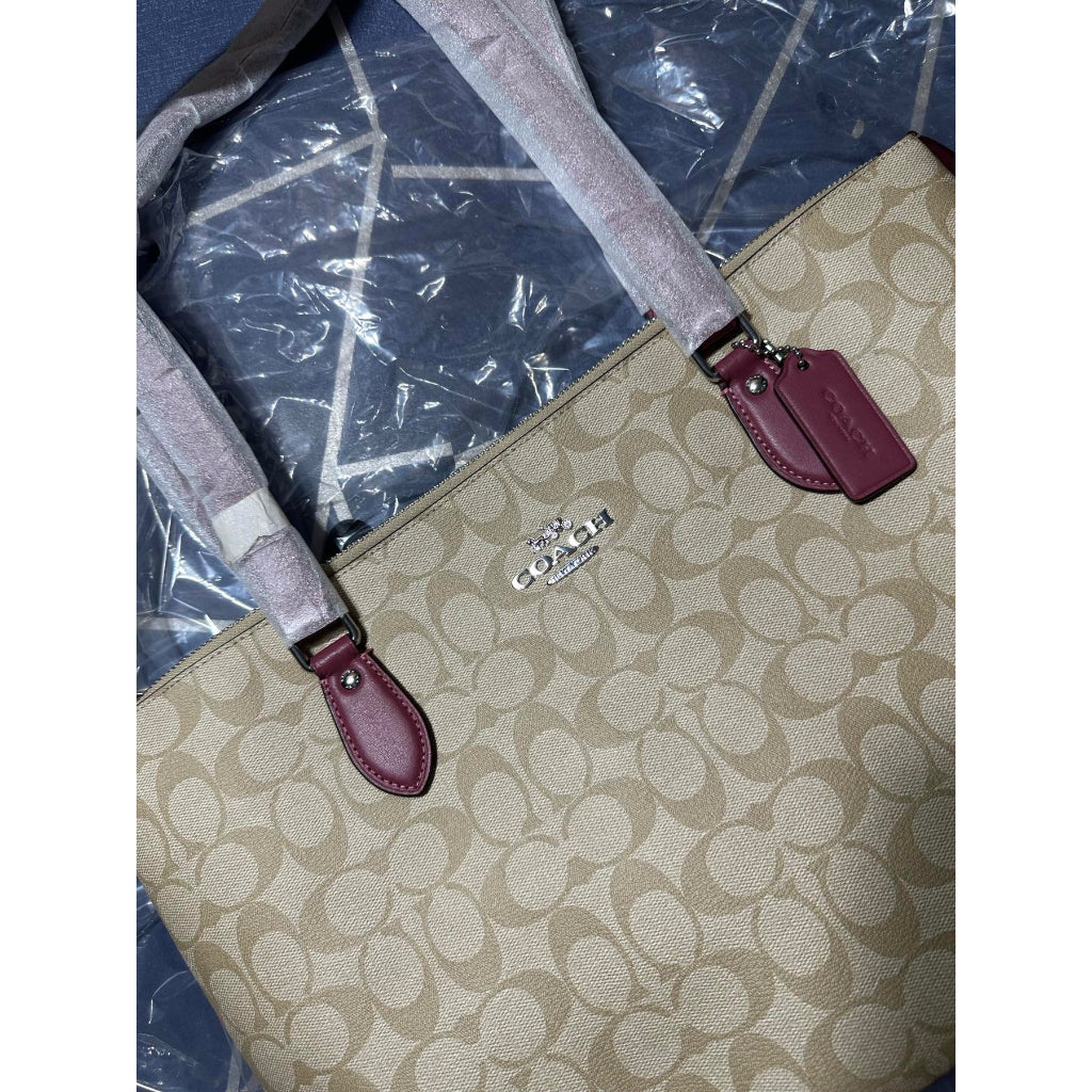 AUTHENTIC/ORIGINAL COACH New Gallery Tote Bag in Signature Light Khaki Pink