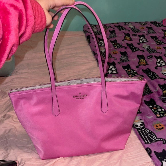 AUTHENTIC/ORIGINAL KateSpade Kitt Large Nylon Tote Bag Muted Fuschia Pink