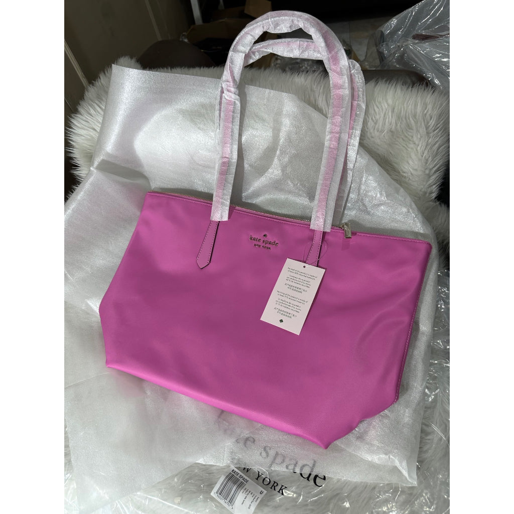 AUTHENTIC/ORIGINAL KateSpade Kitt Large Nylon Tote Bag Muted Fuschia Pink
