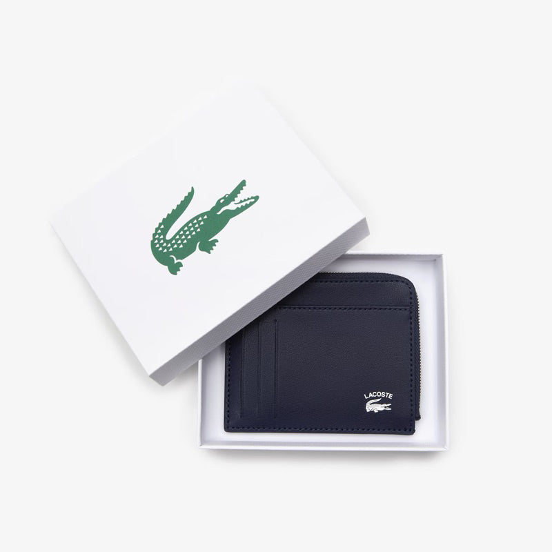 AUTHENTIC/ORIGINAL LACOSTE Men's Contrast Zip Card Coin Wallet Holder NAVY NH4016PN Marine